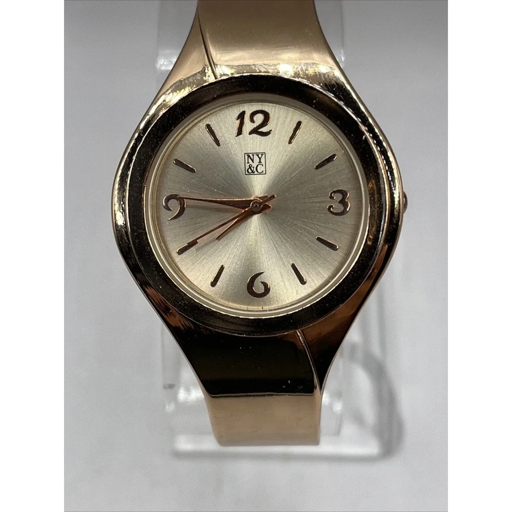NY&C Women's Quartz Watch Rose Gold Tone Bangle‎ Band- New Battery